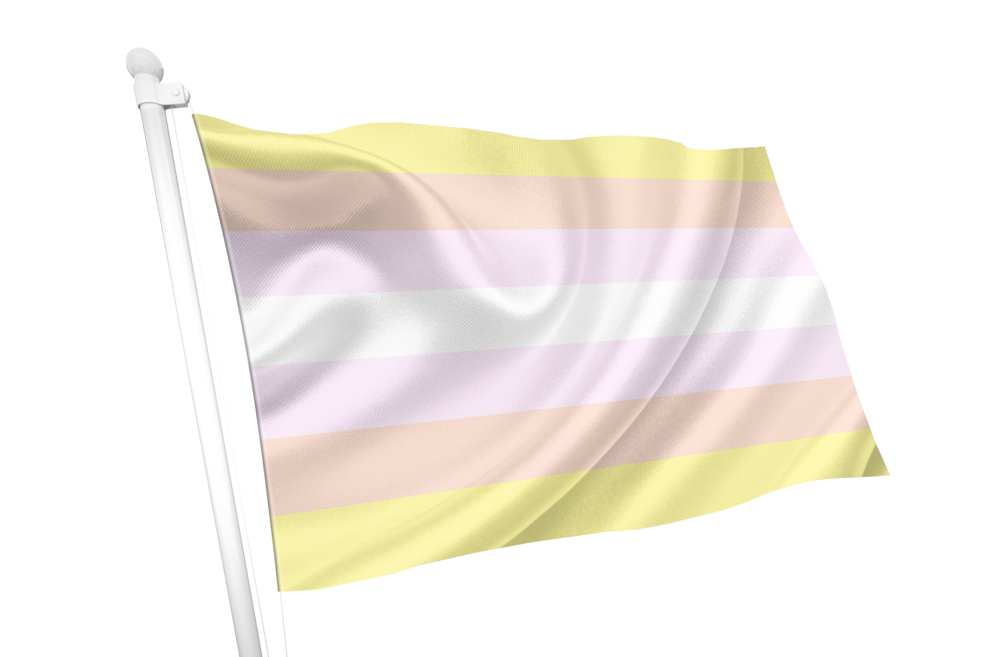 Pangender Pride Flag with pink, white, and yellow stripes on a white background