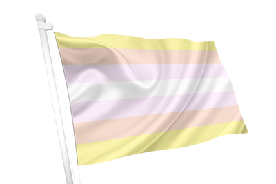 Pangender Pride Flag with pink, white, and yellow stripes on a white background