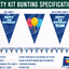 Part kit bunting specifications showing the the length and size of the bunting.