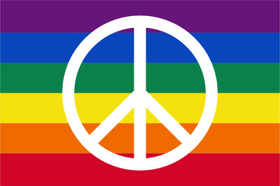 Peace Symbol Rainbow Flag