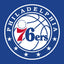 Philadelphia 76ers logo on a blue background