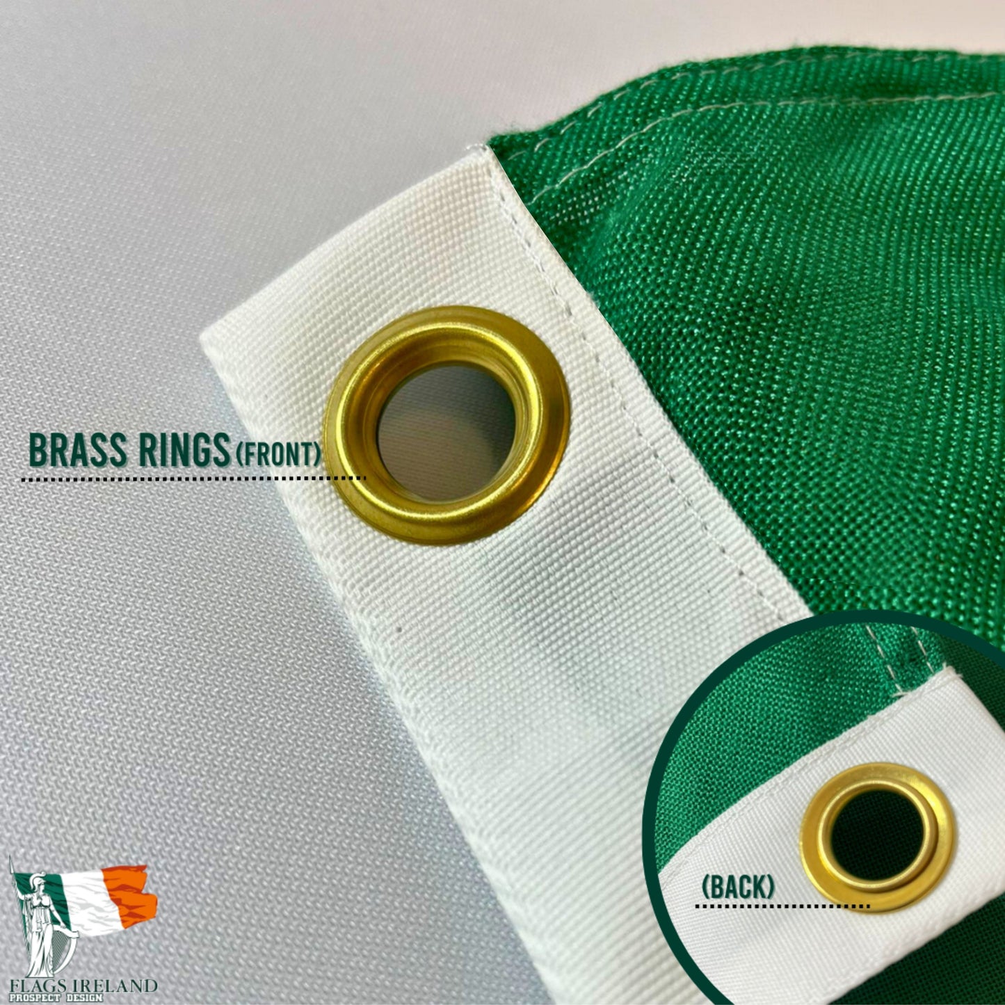 White tape pocket with 2 x rings for flying from a pole