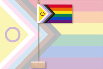 Flag with geometric design on a pastel background