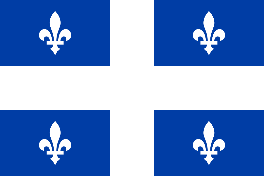 Four blue squares with white fleur-de-lis symbols on a white background