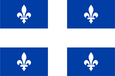 Four blue squares with white fleur-de-lis symbols on a white background