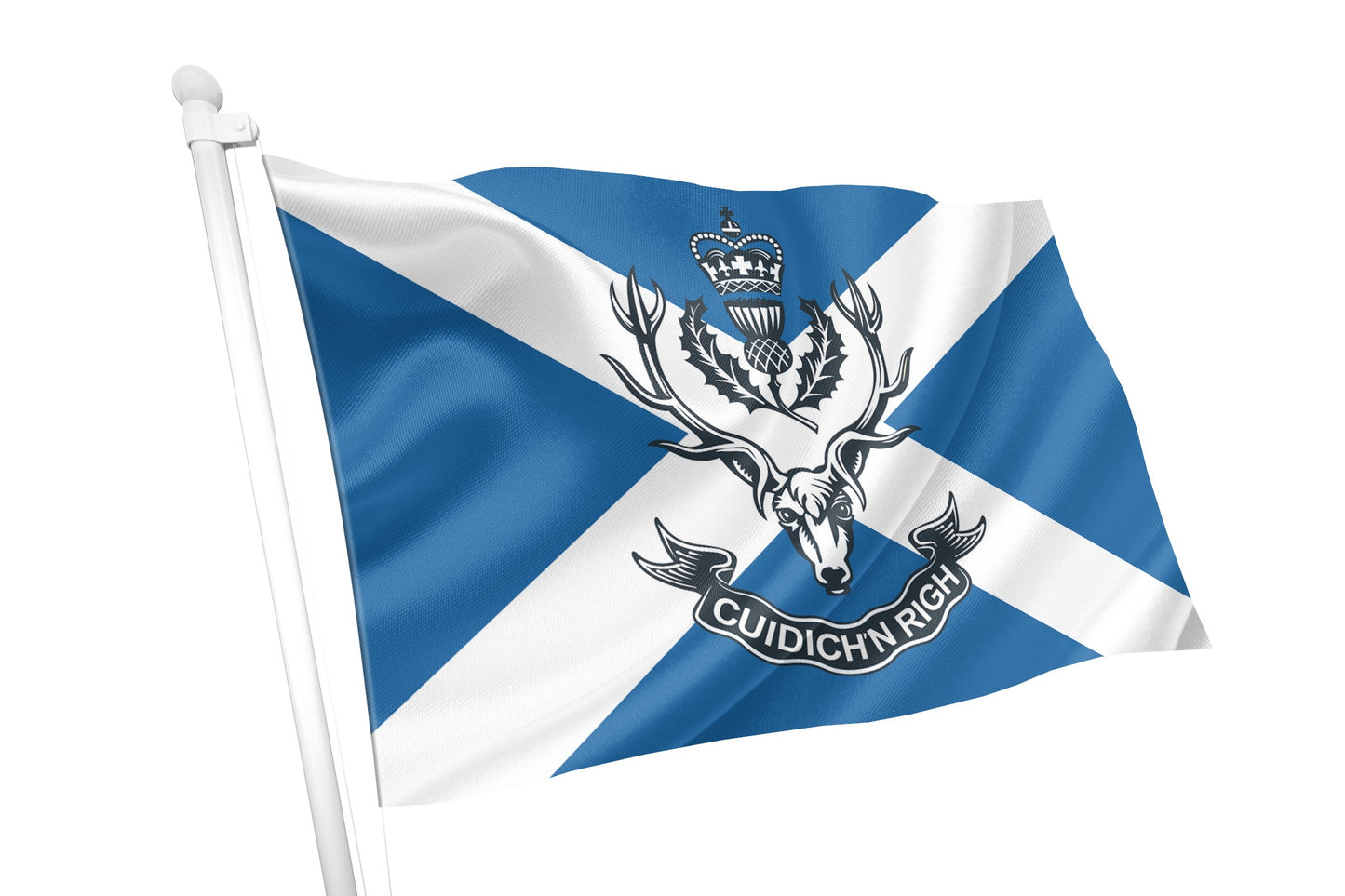 Queens Own Highlanders Black & White Badge Flag
