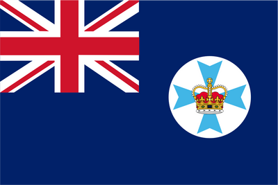 Queensland Flag. British Ensign with cross crown. Blue and red