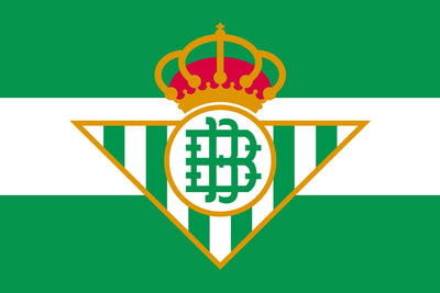 Real Betis Logo with a crown and green and white striped design on a green background