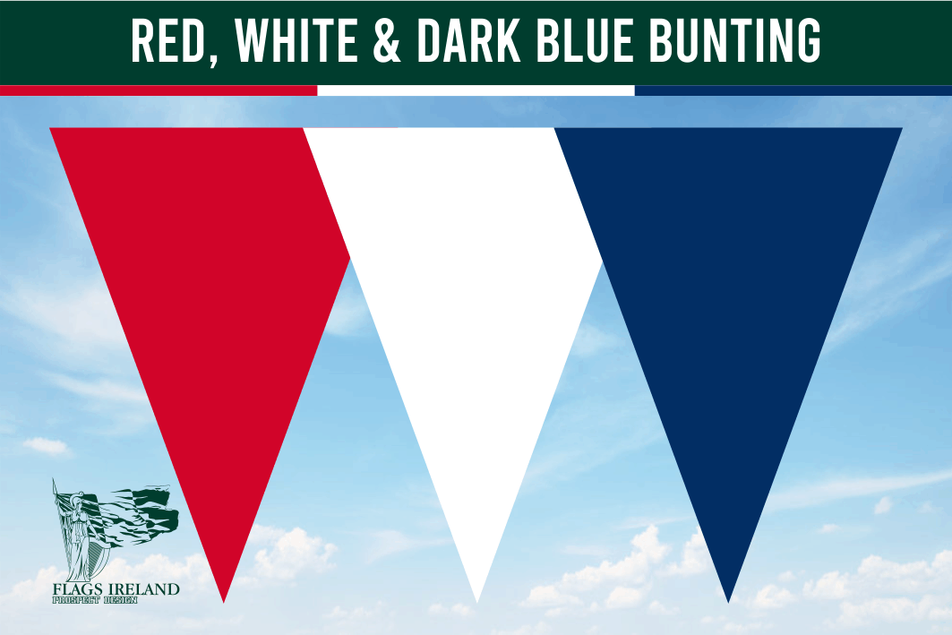 Red, White & Blue(Dark Royal) Colour Bunting - (UK, US & French colours)