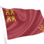 Red flag with yellow emblem on a white background. Region of Murcia.
