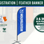 Registration feather banner kit with blue banner and green circle, featuring Flags Ireland logo.