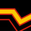 Design with red and yellow chevrons on a black background Rubber Pride Flag