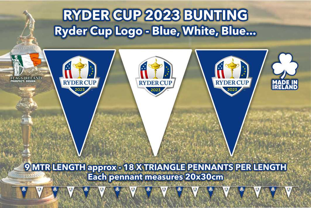 Ryder Cup 2023 Blue, White, Blue Triangle Bunting