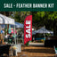 Sale feather banner standing in a outdoor public event