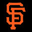 Orange 'SF' logo on a black background, San Francisco Giants flag