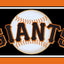San Francisco Giants logo with a baseball on a black and orange background