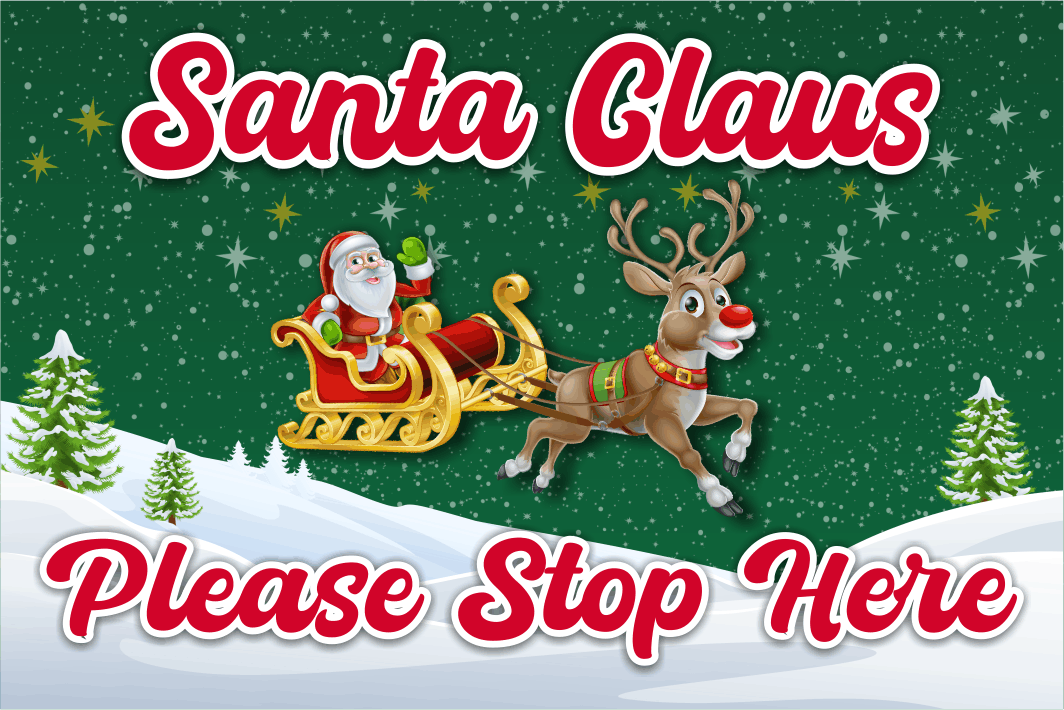 Santa Claus Please Stop Here Green Flag