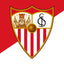 Sevilla FC Shield emblem with striped design on a red and white background