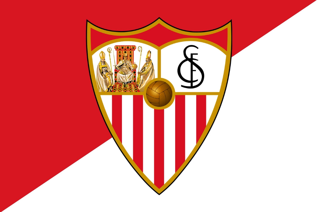 Sevilla FC Shield emblem with striped design on a red and white background