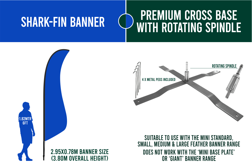 MEDIUM(approx. 3mtr) FEATHER BANNER PACKAGE - Banner, Pole & Bag + Base of your choice