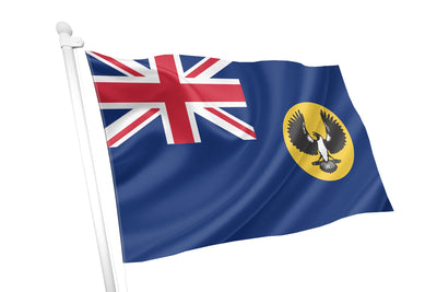 Flag with Union Jack and coat of arms on a white background