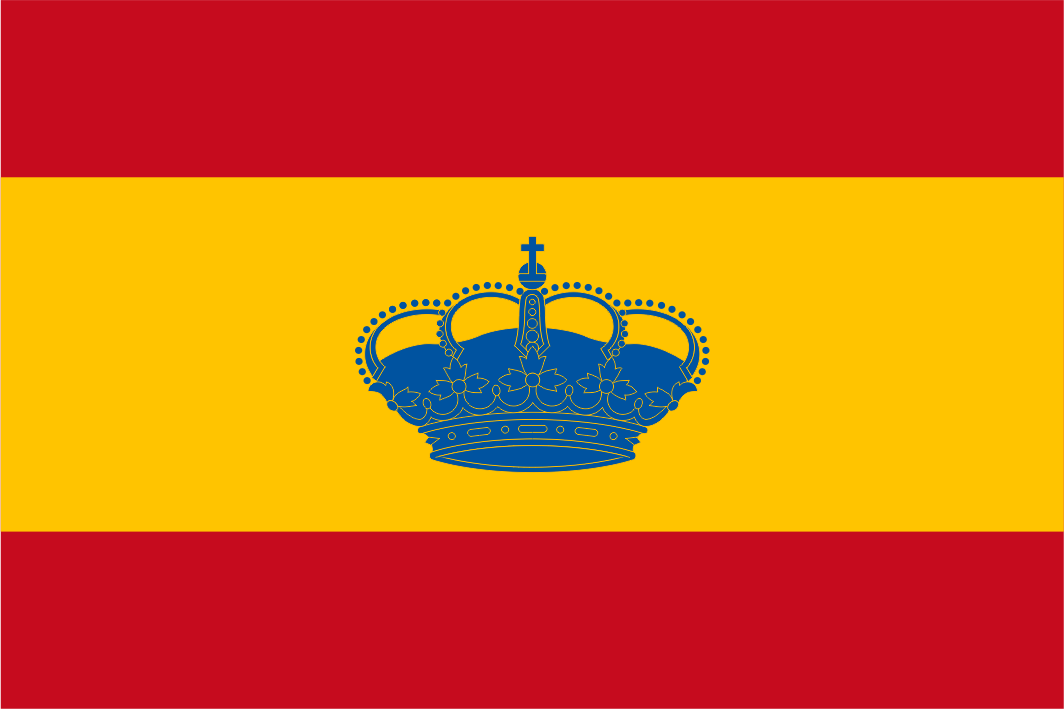 Flag of Spain with a blue crown on a red and yellow background