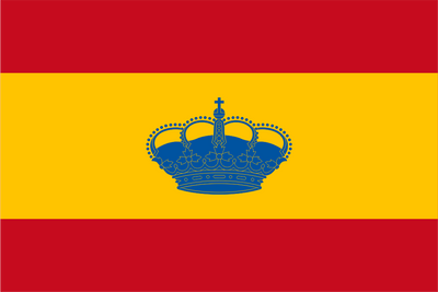 Flag of Spain with a blue crown on a red and yellow background