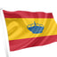 Flag with a blue crown on a yellow and red background. Spanish Yacht Ensign Flag Flying. 