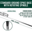 The Standard Ground Spike Base with Rotary Spindle is an easy spike base that can be hammered into ground, offering a secure and simple way to display your feather banner.