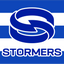 Flag with 'Stormers' logo and blue and white stripes