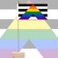 Straight Ally Geometric design with a flag featuring a non-binary pride symbol on a gray background