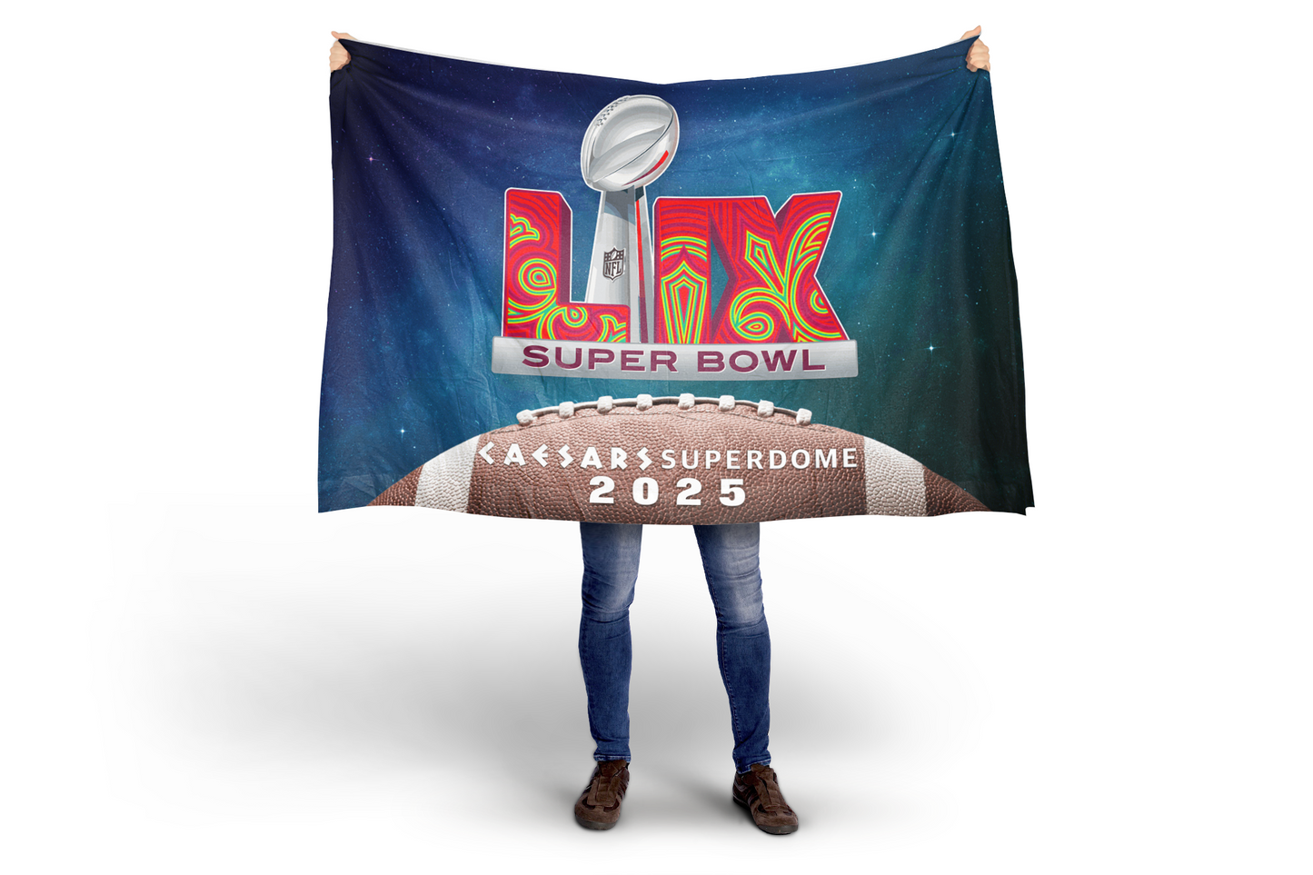 Super Bowl 2025 Logo Flag Premium Quality Made in Dublin Flags