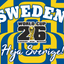 Promotional graphic for Sweden's participation in the World Cup 2026 with national colors and text.