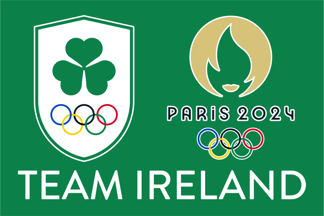 Team Ireland & Paris Olympic Logo Flag - Green