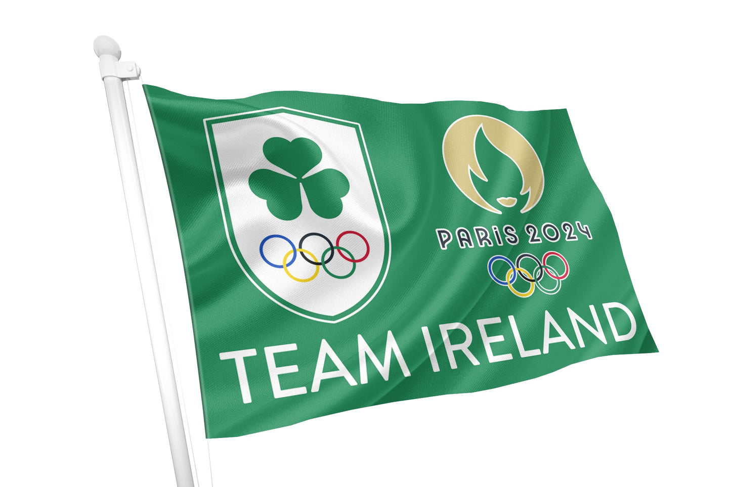 Team Ireland & Paris Olympic Logo Flag - Green