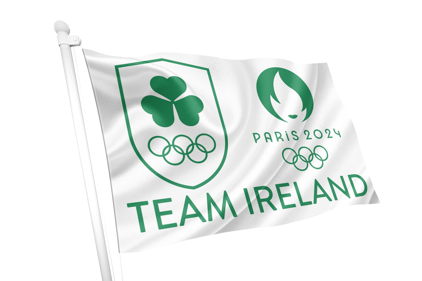 Team Ireland & Paris Olympic Logo Flag - White