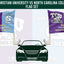 A promotional graphic for a Texas Christian University vs North Carolina Tar Heels car flag set. The design shows two purple and light blue flags mounted on poles above a dark green car silhouette, with team logos and text including TCU, NC, and 'Duel in Ireland 2026'.