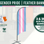 Transgender pride feather banner kit with Flags Ireland branding on a white background.