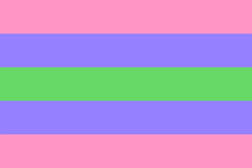Trigender Pride Flag pride flag with pink, blue, and green stripes
