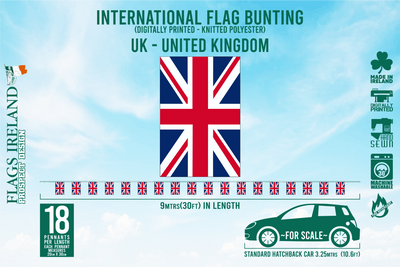 Wimpelkette mit Flagge des Vereinigten Königreichs und des Vereinigten Königreichs
