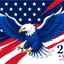 Eagle with American flag background and '250 USA 1776-2026' text