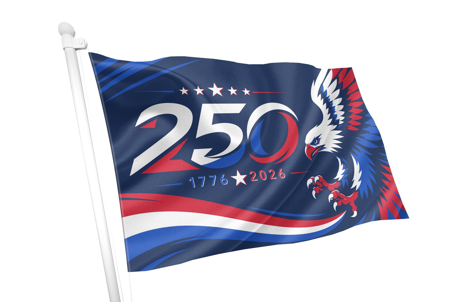 Flag with '250' design on a white background