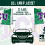 Texas Christian University TCU Ireland Car Flag with plastic pole showing all measurements. 