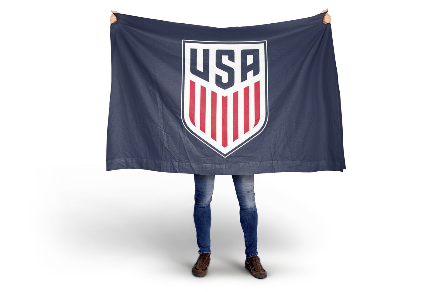 US Men's National Soccer Team Crested Blue Flag