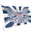Flag with an eagle design and 'United States of America' text on a white background