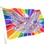 Colorful flag with an eagle emblem and 'United States of America' text on a white background