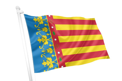 Flag with blue and yellow design on a white background