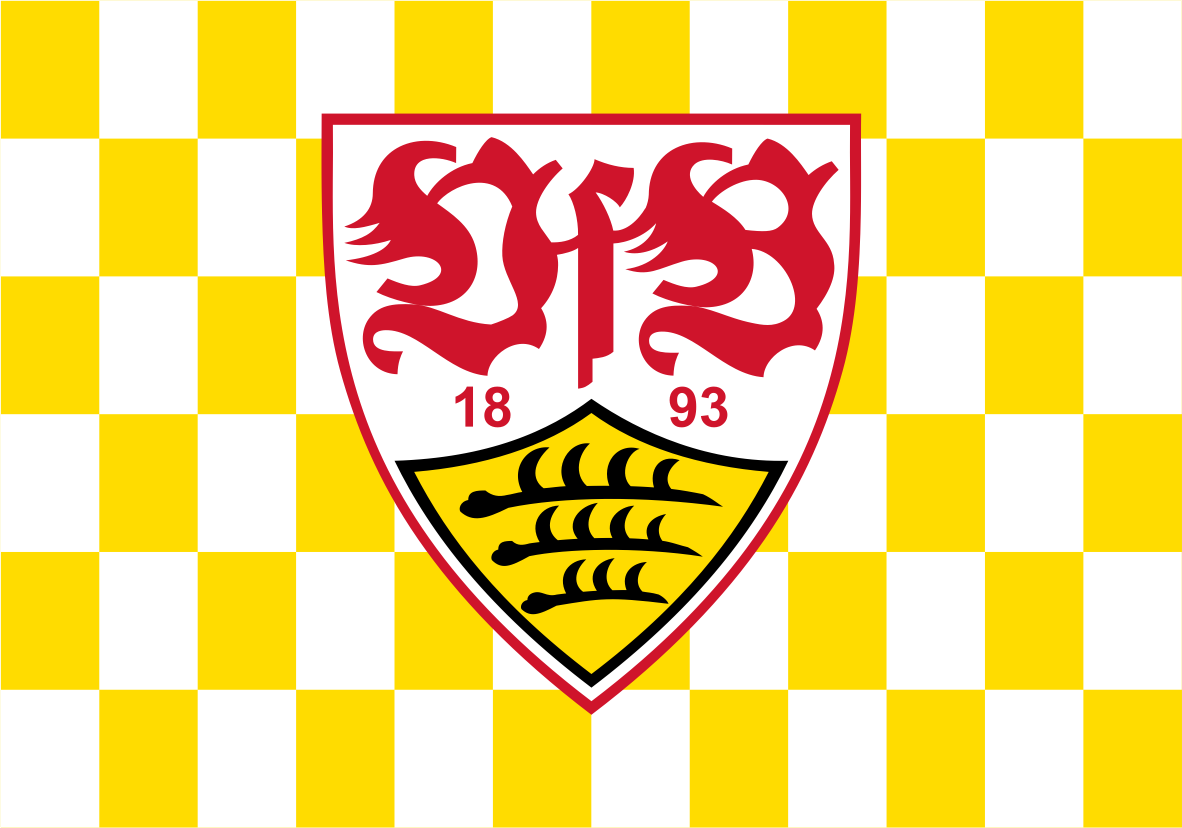 VfB Stuttgart Chequered Flag yellow and white with crest in the middele