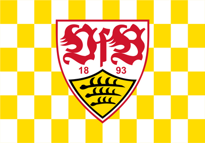 VfB Stuttgart Chequered Flag yellow and white with crest in the middele