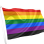 Rainbow flag with black at the bottom on a white background. Victory Over Aids Pride Flag